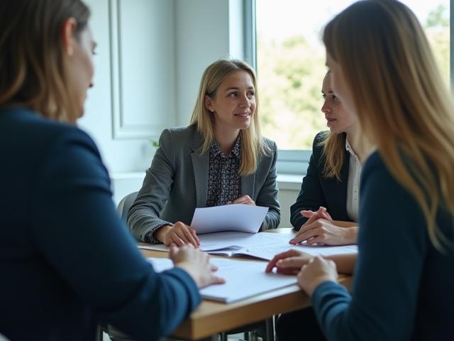 Team discussing renewable energy projects