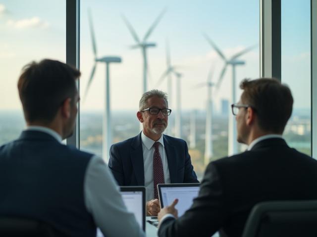 Consultants discussing renewable energy