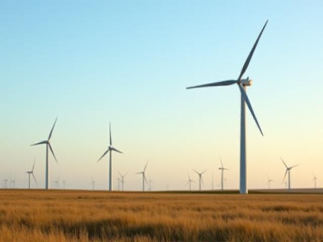 Wind turbines in a field